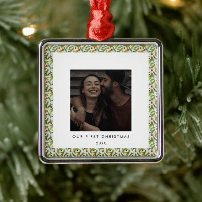 Vår första julfoto julgransprydnad metall (Träd)