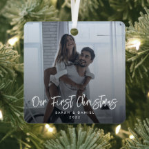 Vår första julfoto Modern Minimal Elegant