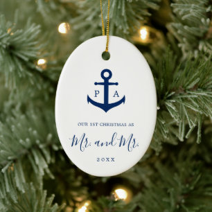 Vår första julfoto, Monogram Nautical Gay Julgransprydnad Keramik