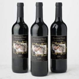 Vår första julfotopall, Elegant, svart Vinflaska Etikett