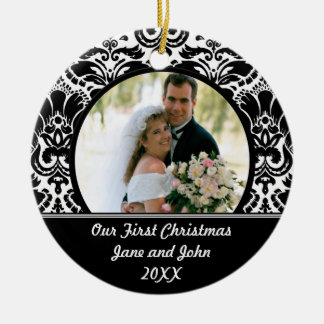 Vår första julfotoprydnad julgransprydnad keramik