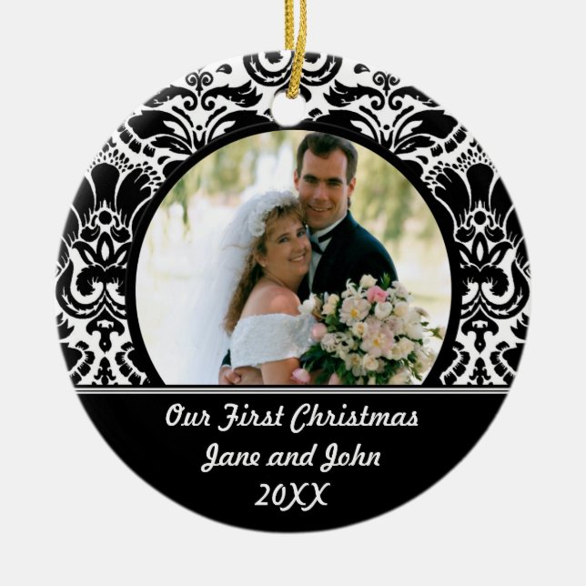 Vår första julfotoprydnad julgransprydnad keramik (Framsidan)