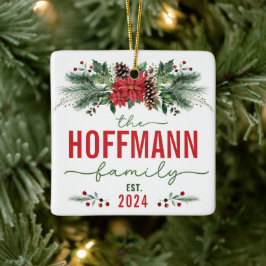 Vår första julgift i Bröllop-familjen Namn Julgransprydnad Keramik