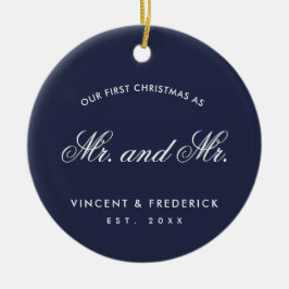 Vår första julgrå nya lyften Photo Navy Blue Julgransprydnad Keramik