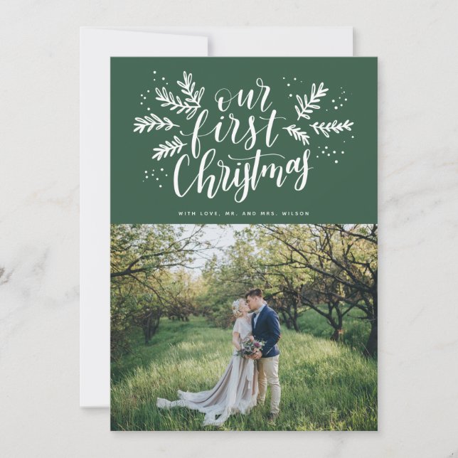 Vår första julhälsade nylott foto julkort (Framsida)