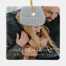 Vår första julhälsning lät foto julgransprydnad keramik