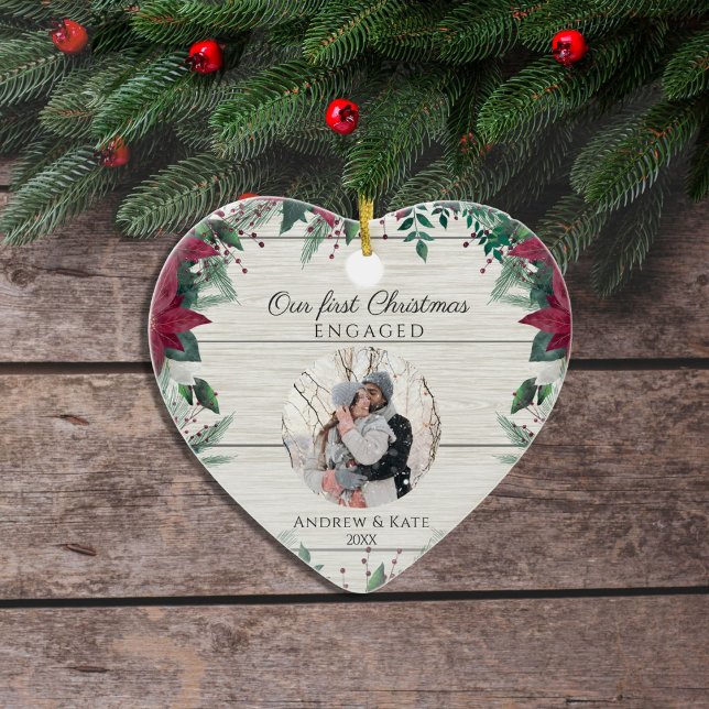 Vår första julklapp | Fotohjärta Julgransprydnad Keramik (Skapare uppladdad)