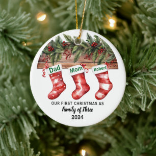 Vår första julklapp Helgdag keramiskt Julgransprydnad Keramik