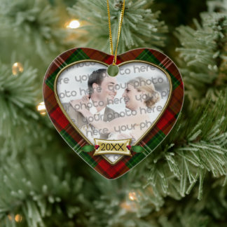 Vår första julklapp i Bröllop-fotoorange Julgransprydnad Keramik
