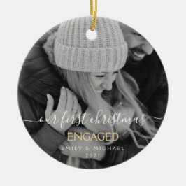 Vår första julklapp med handsskrivet foto julgransprydnad keramik