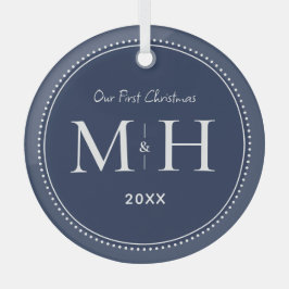 Vår första julklapp, Monogram marinblått Julgransdekoration