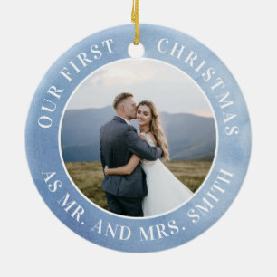 Vår första julklapp, mr. & Mrs Bild Julgransprydnad Keramik