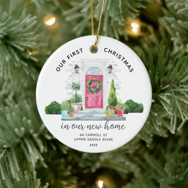 Vår första julklapp - nytt hus keramiskt prydnadsf julgransprydnad keramik (Träd)