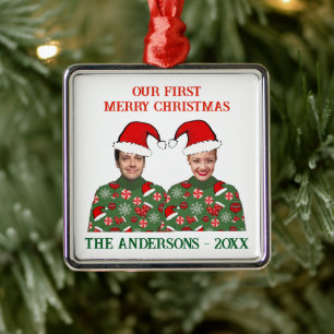 Vår första julklapp, Photo Ugly Sweater Julgransprydnad Metall