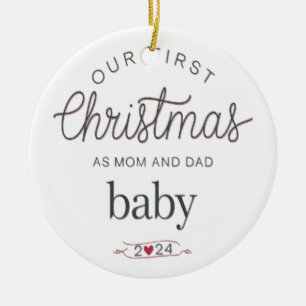 Vår första julklapp som mamma och pappa julgransprydnad keramik