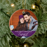 Vår första julmålade Lila för foto Julgransprydnad Keramik<br><div class="desc">Vår första jul satte igång lite foto Lila Ornament med Snöflingor tillbaka.</div>