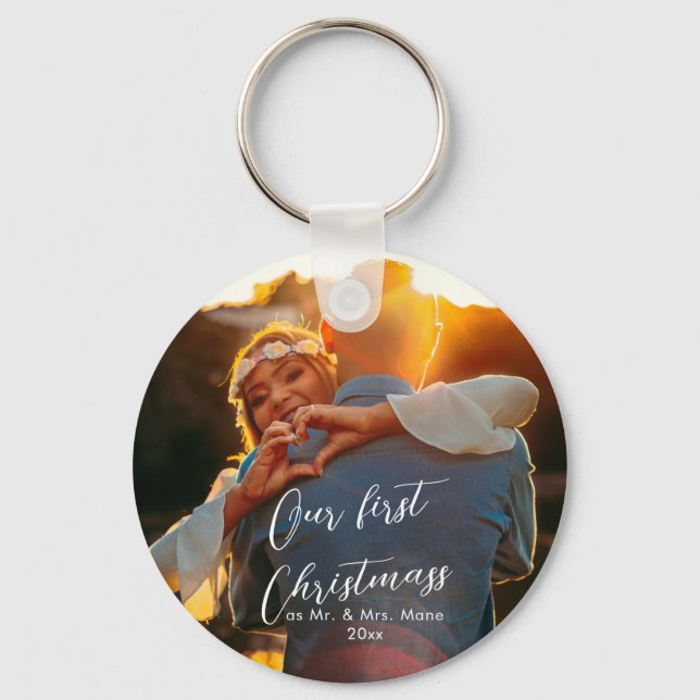 Vår första julskript i Chicen Namn Christmass Nyckelring (Framsida)