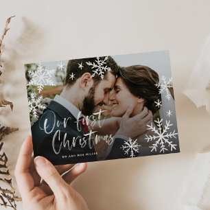 Vår första julsnäcka Newlyved Photo Julkort