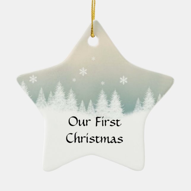 Vår första julstjärnaprydnad julgransprydnad keramik (Framsidan)