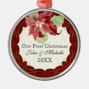 Vår första julTillsammans Poinsettia Personalize Julgransprydnad Metall