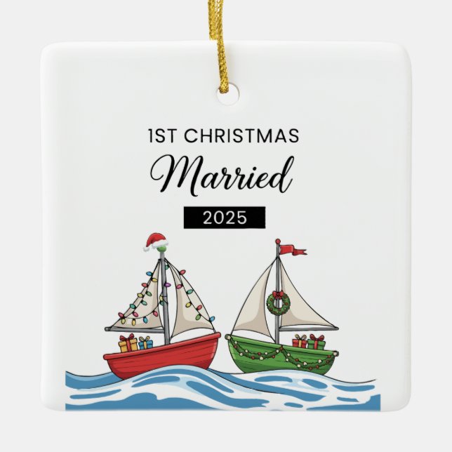 Vår första jultomte 2025 | Cute Nautical Julgransprydnad Keramik (Framsida)