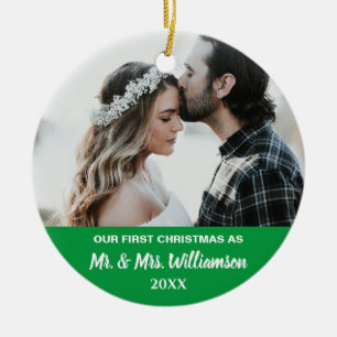 Vår första jultomte, ett par Anpassningsbar Foto Julgransprydnad Keramik