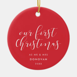 Vår första jultomte i Elegant Red Julgransprydnad Keramik