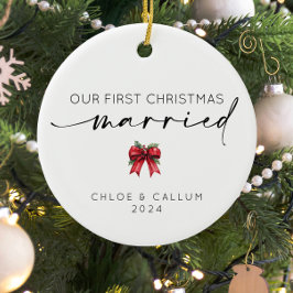 Vår första jultomte julgransprydnad keramik