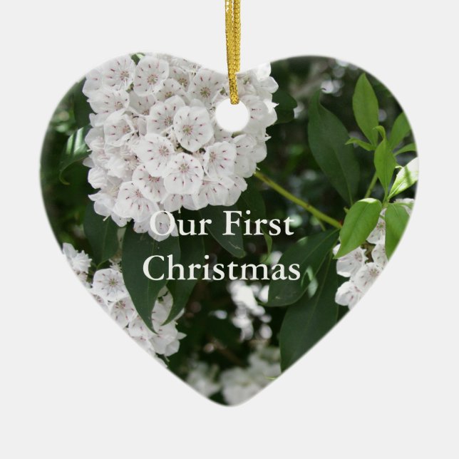 Vår första jultomte, Laurel Flowers Julgransprydnad Keramik (Framsidan)