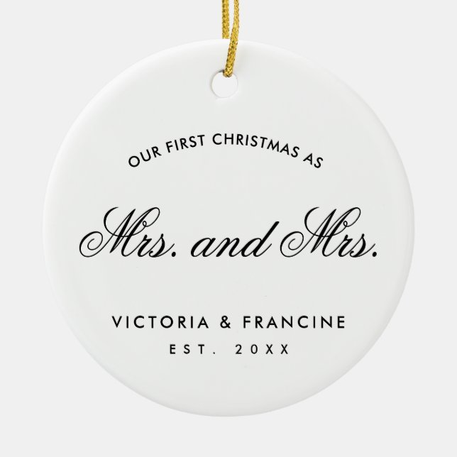 Vår första jultomte-Lesbisk Nylyed Photo White Julgransprydnad Keramik (Framsidan)