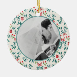 Vår första jultomte med handmålad Mistletoe Julgransprydnad Keramik