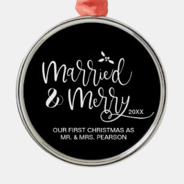 Vår första jultomte med Merry Black Julgransprydnad Metall