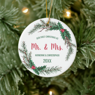 Vår första jultomte   Mistletot Julgransprydnad Keramik