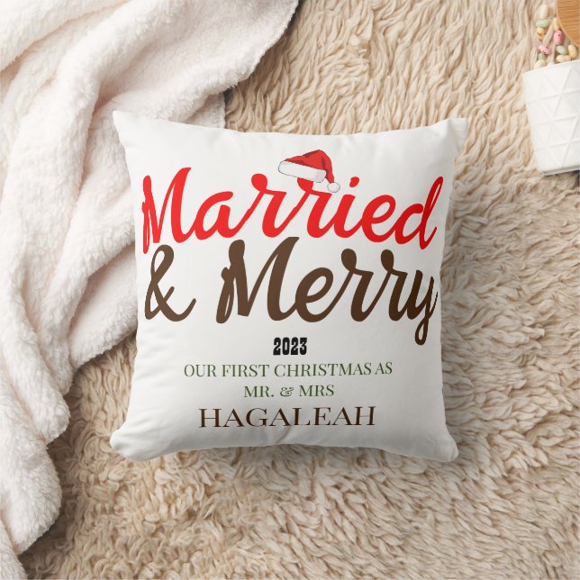 Vår första jultomte Mr och Newlyed Merry Kudde (Filt)