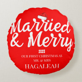 Vår första jultomte Mr och Newlyed Merry Rund Kudde