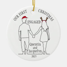 Vår första jultomte och Antlers. Julgransprydnad Keramik