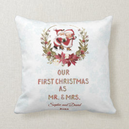 Vår första jultomte Poinsettia Wandan Snöflingor Kudde