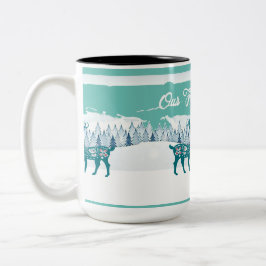 Vår första julvinter Snö Nordiska renar Två-Tonad Mugg