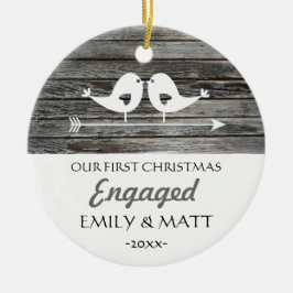 Vår första lantliga julprydnad - love birds - julgransprydnad keramik