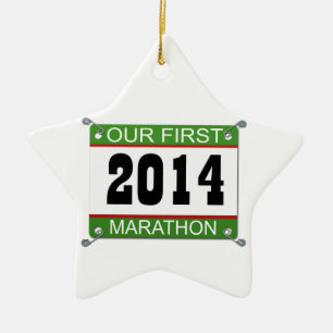 Vår första maratonprydnad - 2014 julgransprydnad keramik