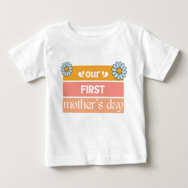 Vår första matchande Daisy för barn i Mors dag T Shirt (Framsida)