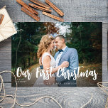 Vår första minimalistiska julfoto H<br><div class="desc">Skicka roligt,  Chic och minimalistiska Helgdag- eller julkort med dina minimalistiska vårt första Vågrät-fotokort.</div>