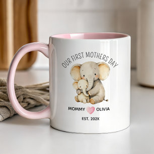 Vår första mors dag, Elefantmamma och Bebis Mug Mugg