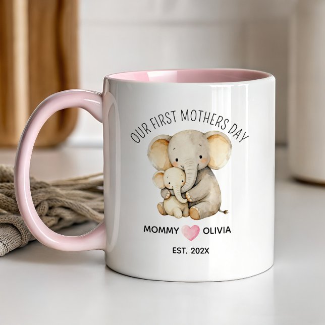 Vår första mors dag, Elefantmamma och Bebis Mug Mugg (Skapare uppladdad)
