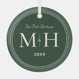 Vår första Newlyweds Monogram-Grönt i jul Julgransdekoration
