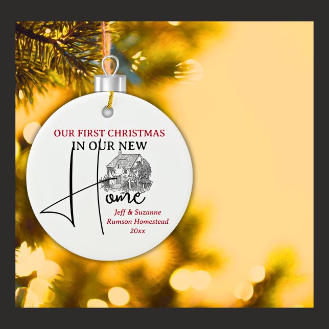 Vår första nya julklapp för hemmet julgransprydnad keramik (Skapare uppladdad)