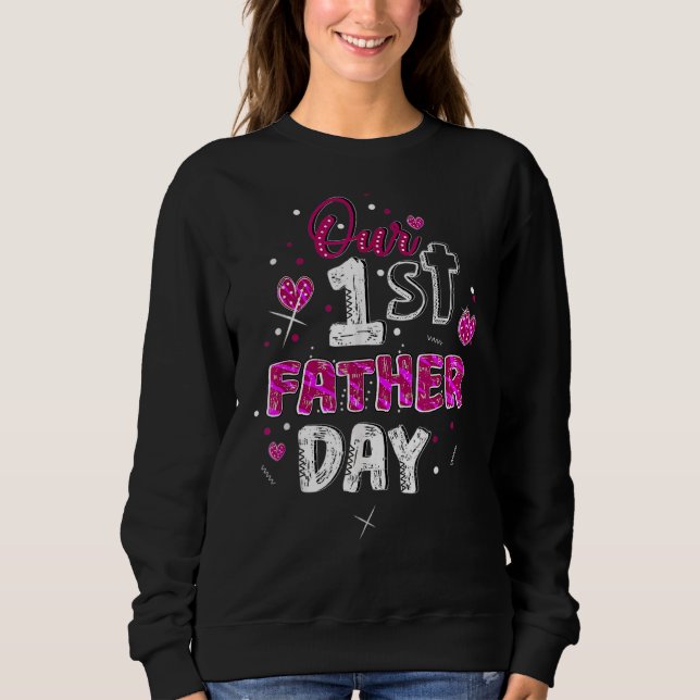 Vår första nya pappa och son dotter Fars dag T Shirt (Framsida)
