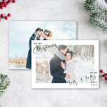 Vår första nylanserade julfoto julkort<br><div class="desc">Denna vackra, moderna julklapp för det nya fotokortet i första julklappen med Helgdag ger ditt vågrät bröllop-foto bakom ett vitt gräns, med ord: "Jul" och "Mr. Och Mrs i en modern handskriven manustypografi. Tillåter din nya gifta namn, liksom bröllop dejt. Texten är svart och ska fungera med de flesta foton,...</div>