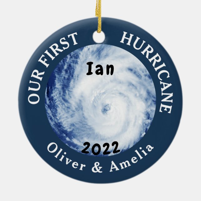 Vår första orkan Ian Anpassningsbar Florida City N Julgransprydnad Keramik (Baksidan)