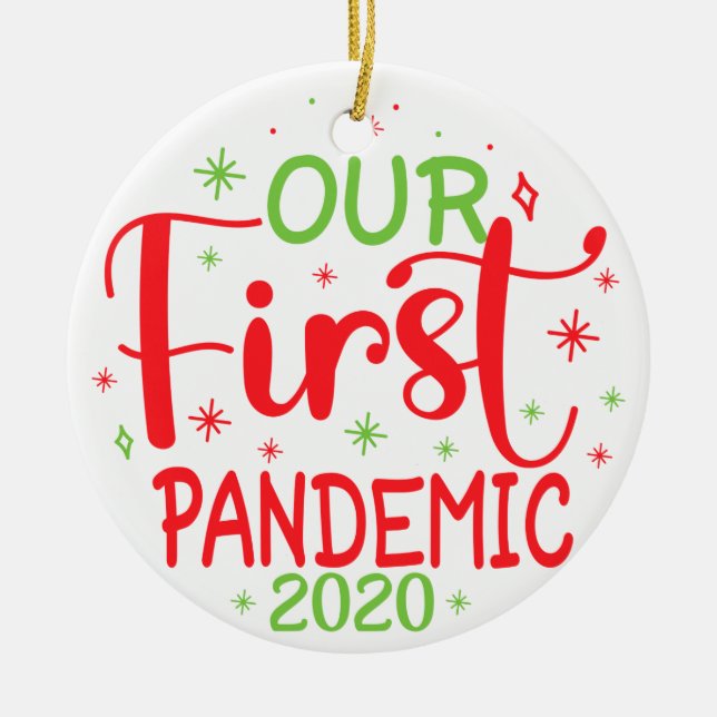 Vår första pandemi 2020 julgransprydnad keramik (Framsidan)